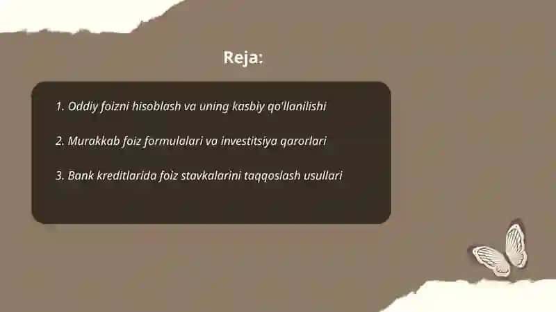 Foiz va uning tatbiqiga doir kasbiy mazmunli masalalar 2