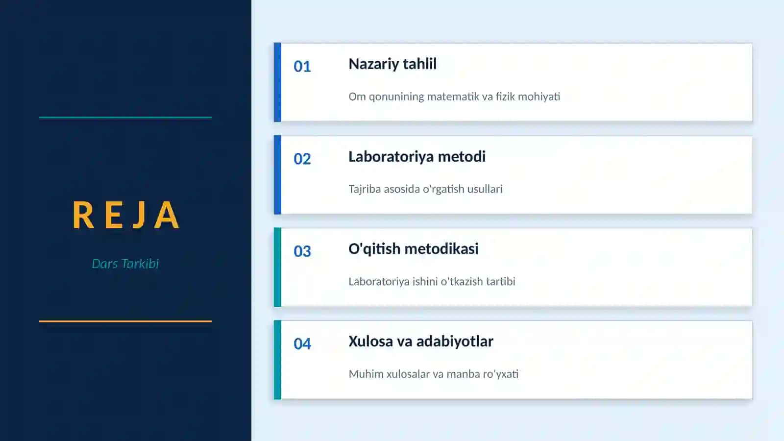 8-sinfda “Zanjirning bir qismi uchun Om qonuni” mavzusini oʻqitish metodikasi 2