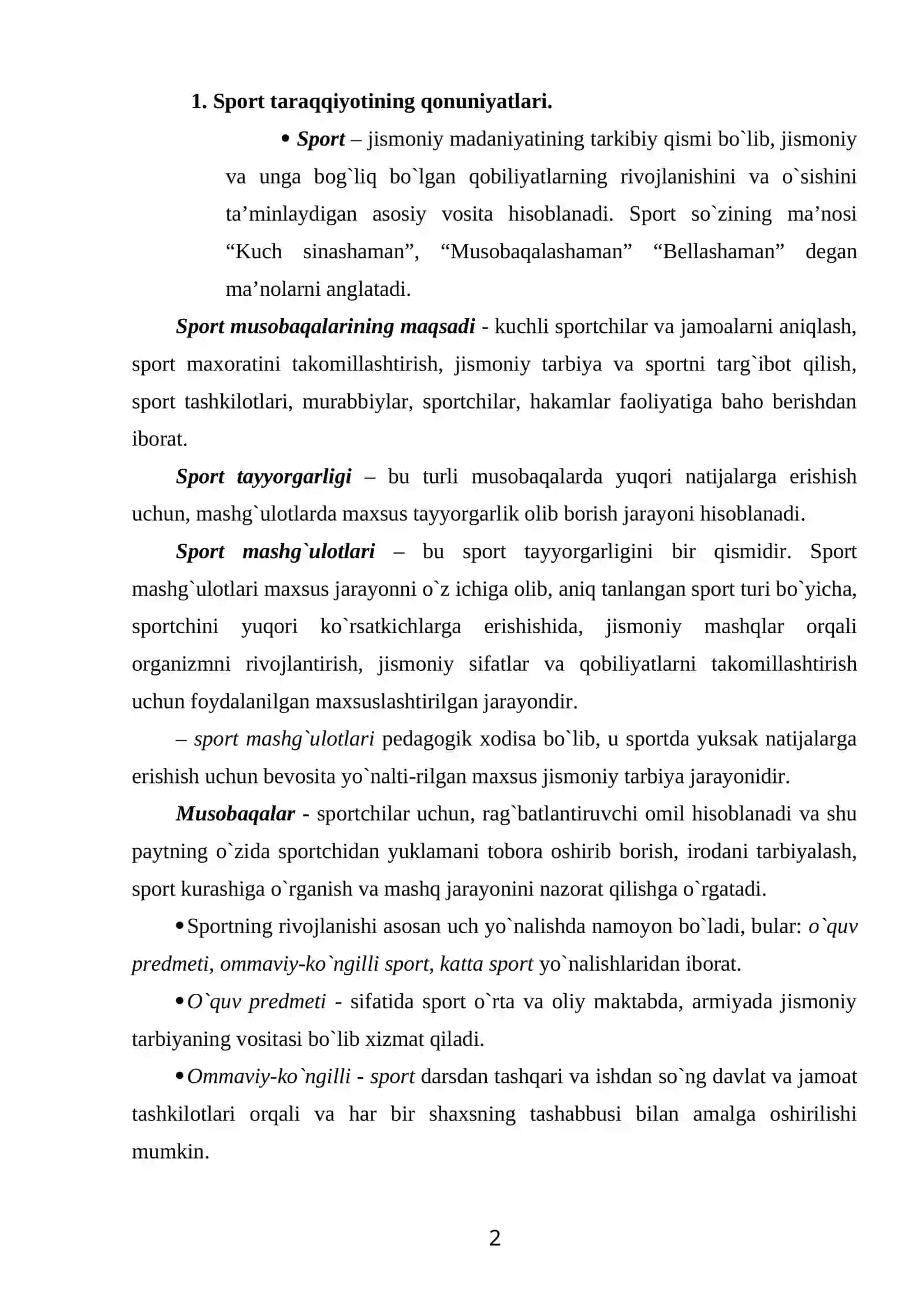 SPORT FORMASI TARAQQIYOTINING QONUNIYATLARI 2