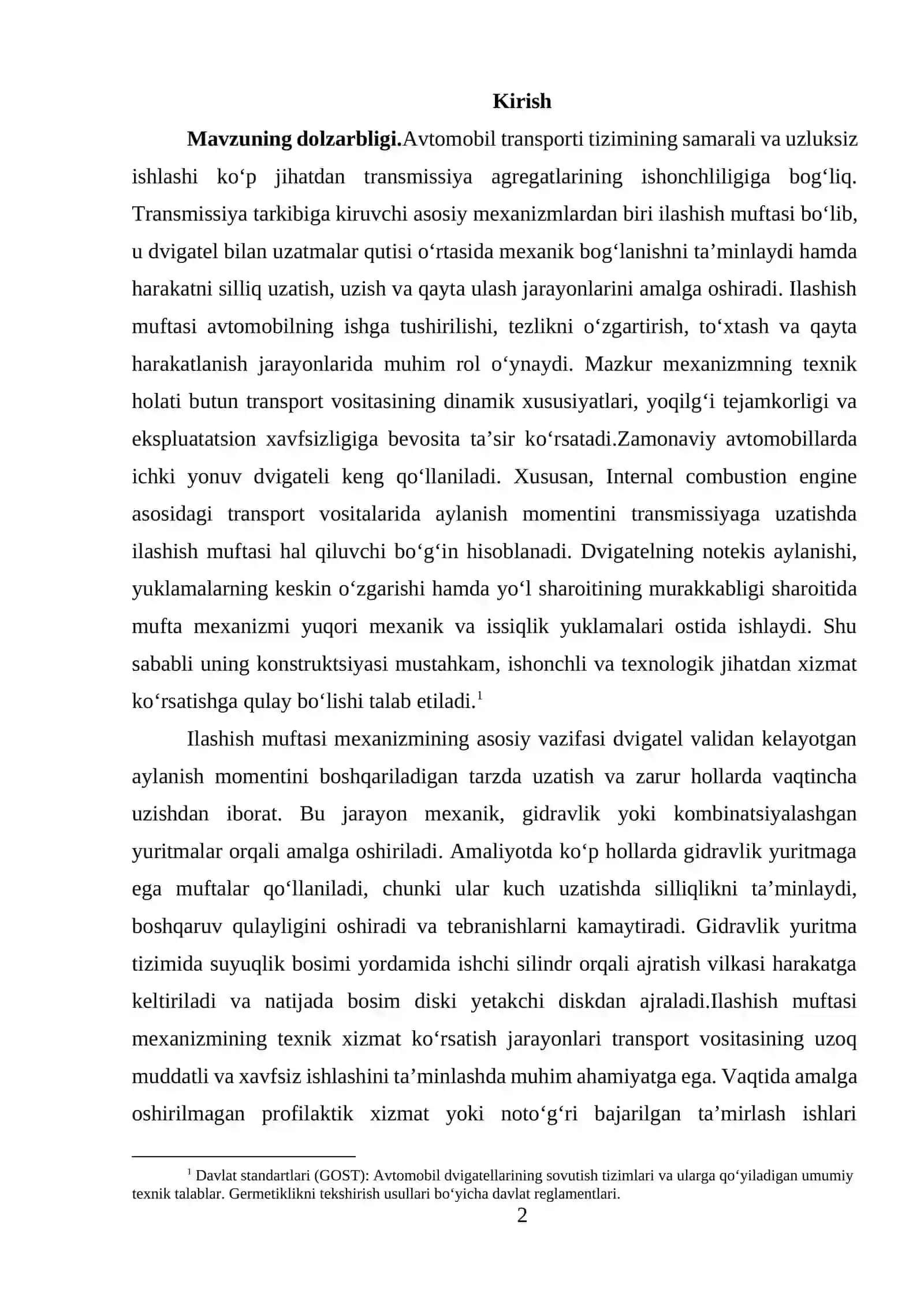 Ilashish muftasi mexanizmi detallarni qismlarga ajratish, gidravlik yuritmaga xizmat ko'rsatish texnologik xaritasi 2