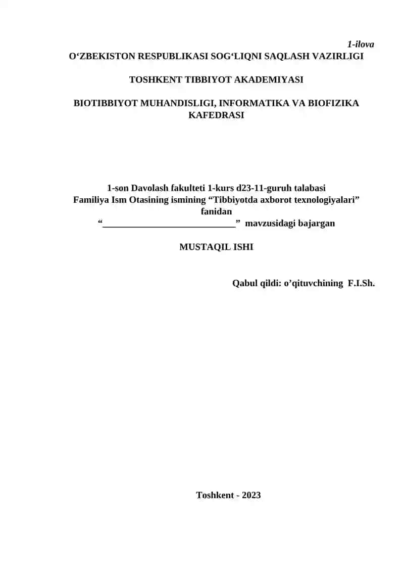 Tibbiyotda axborot texnologiyalari 2
