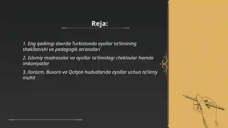 Ayollar ta'limi masalasining faollashishi va yoritilishining pedagogik sharoitlari 2