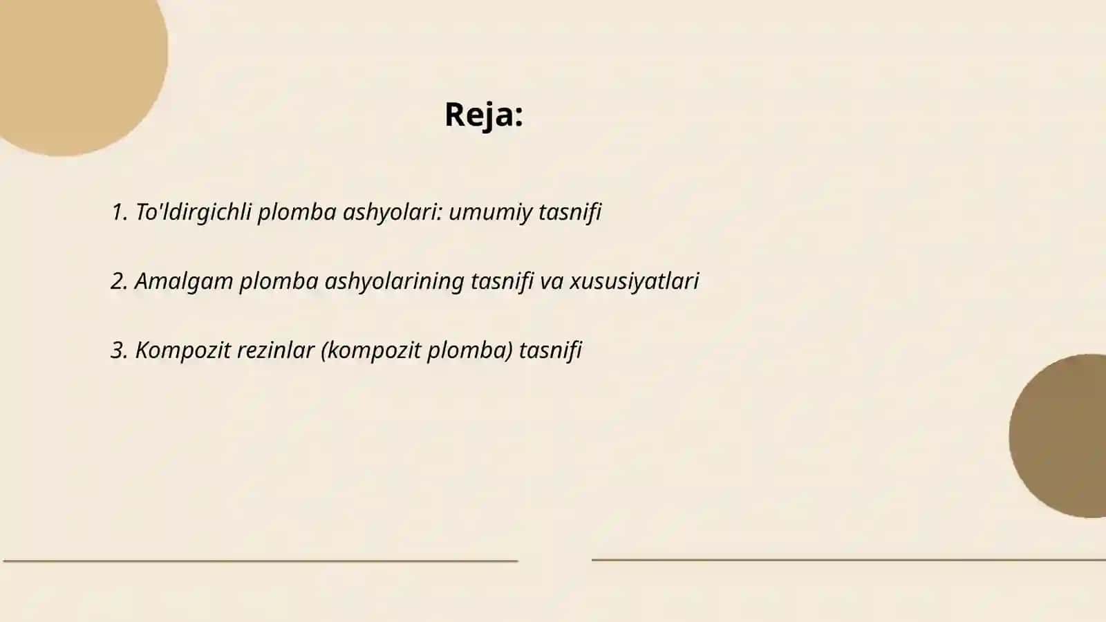 To'ldirgichli plomba ashyolari tasnifi 2