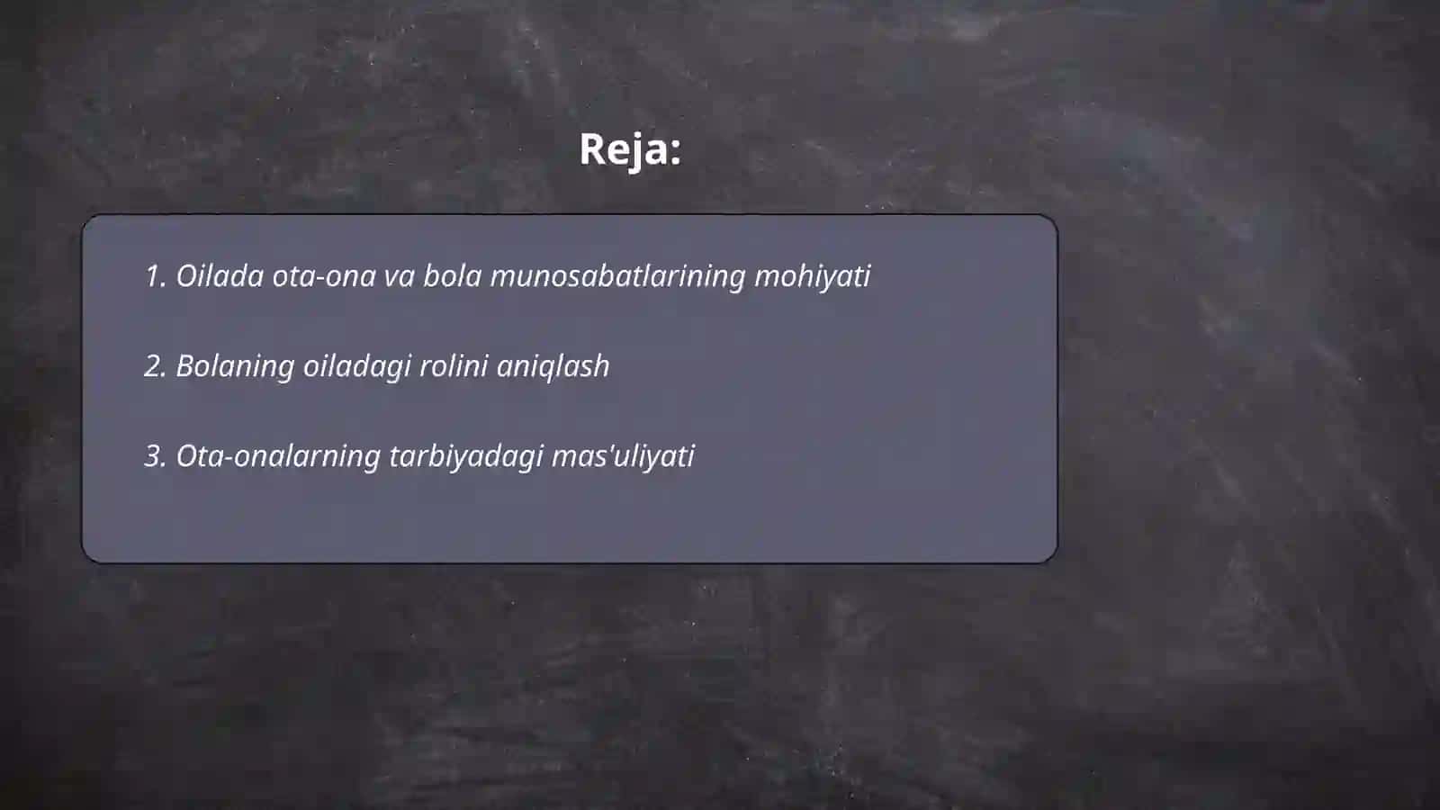 Oilada ota-ona va bola munosabatlarini shakllanishi va muammolari. Aksilgloballashuv haqida tushuncha va madaniy globallashuv” haqida tushuncha 2