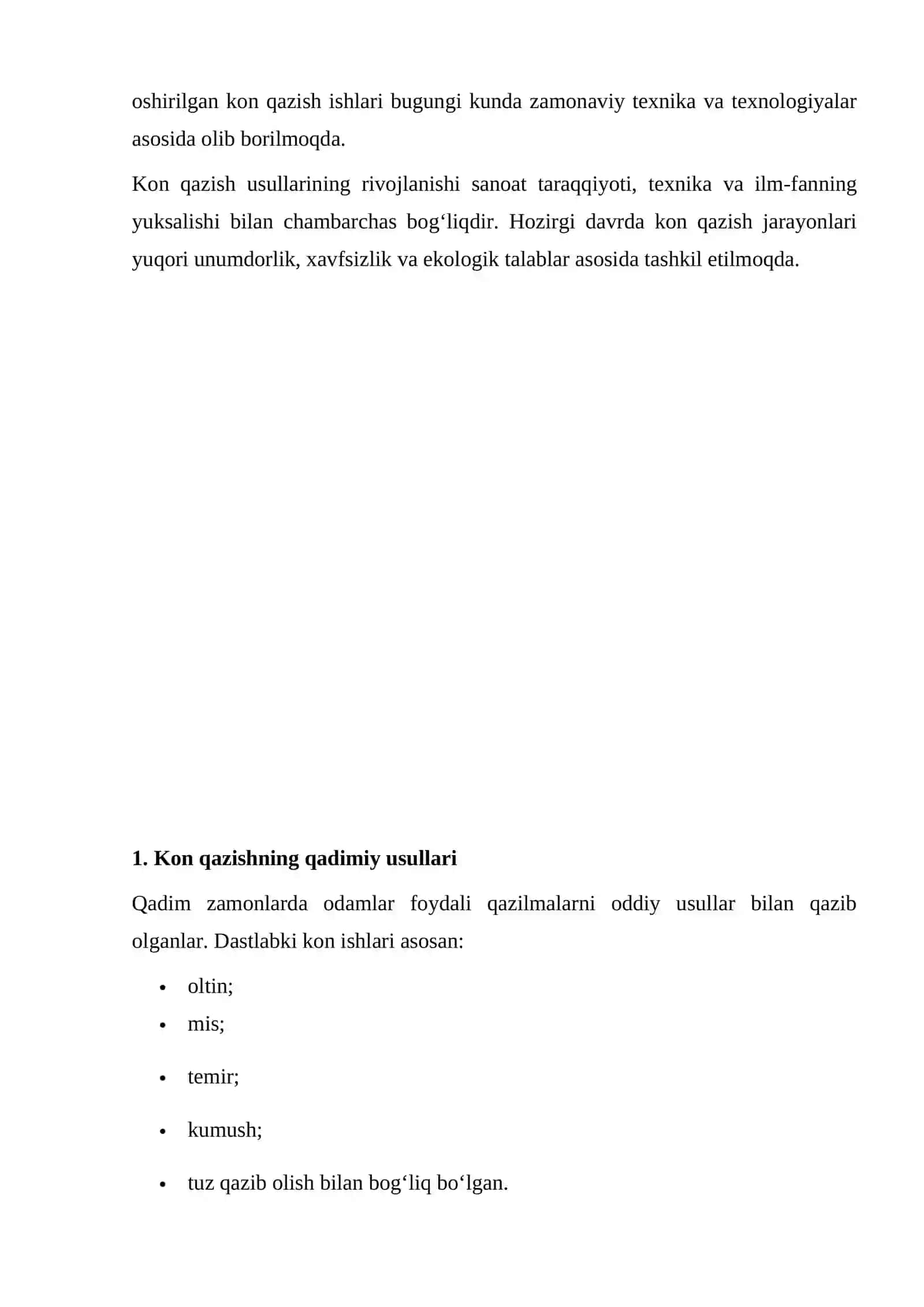 Kon qazishning qadimiy usullari va zamonaviy usullari 2