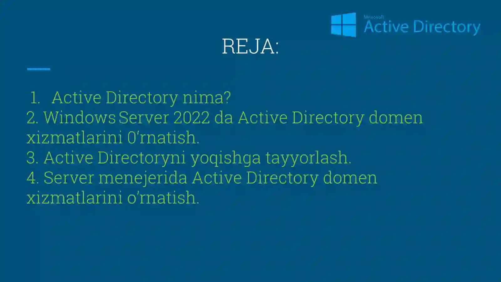 Windows Server 2022 da Active Directory domen xizmatlarini o‘rnatish. 2