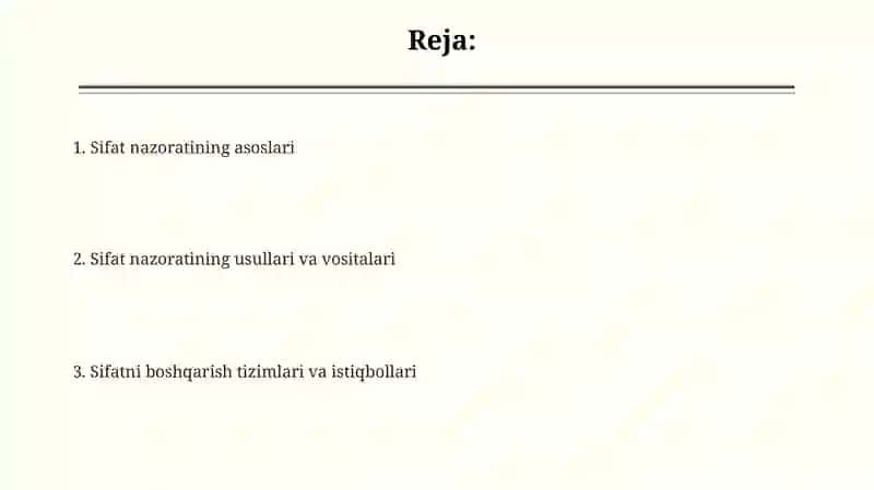 Sifat nazoratining asoslari va ahamiyati 2