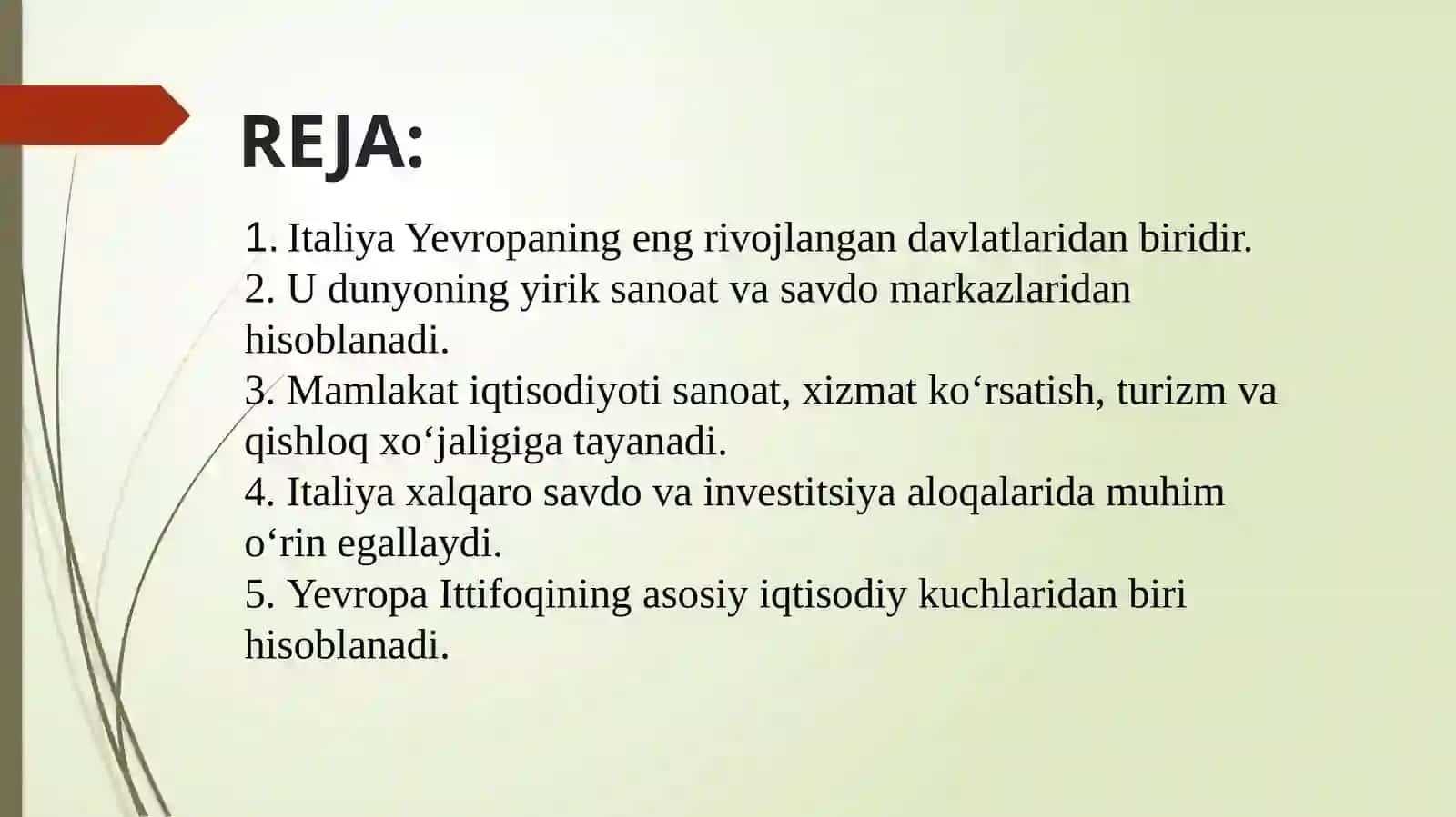 Italiya Respublikasi iqtisodiyoti 2
