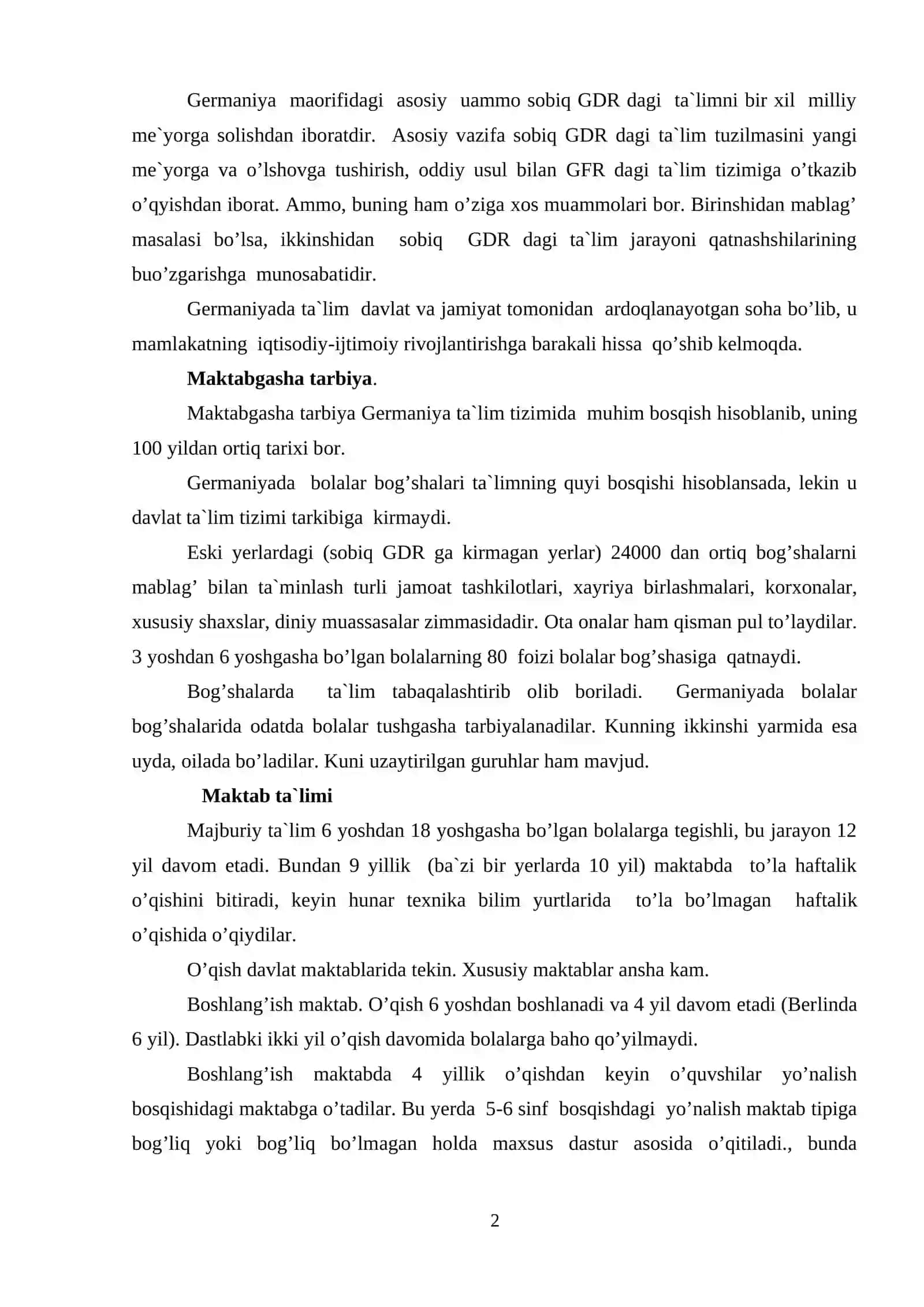 Germaniyada maktabgacha tarbiyaning o`ziga xos xususiyatlari 2