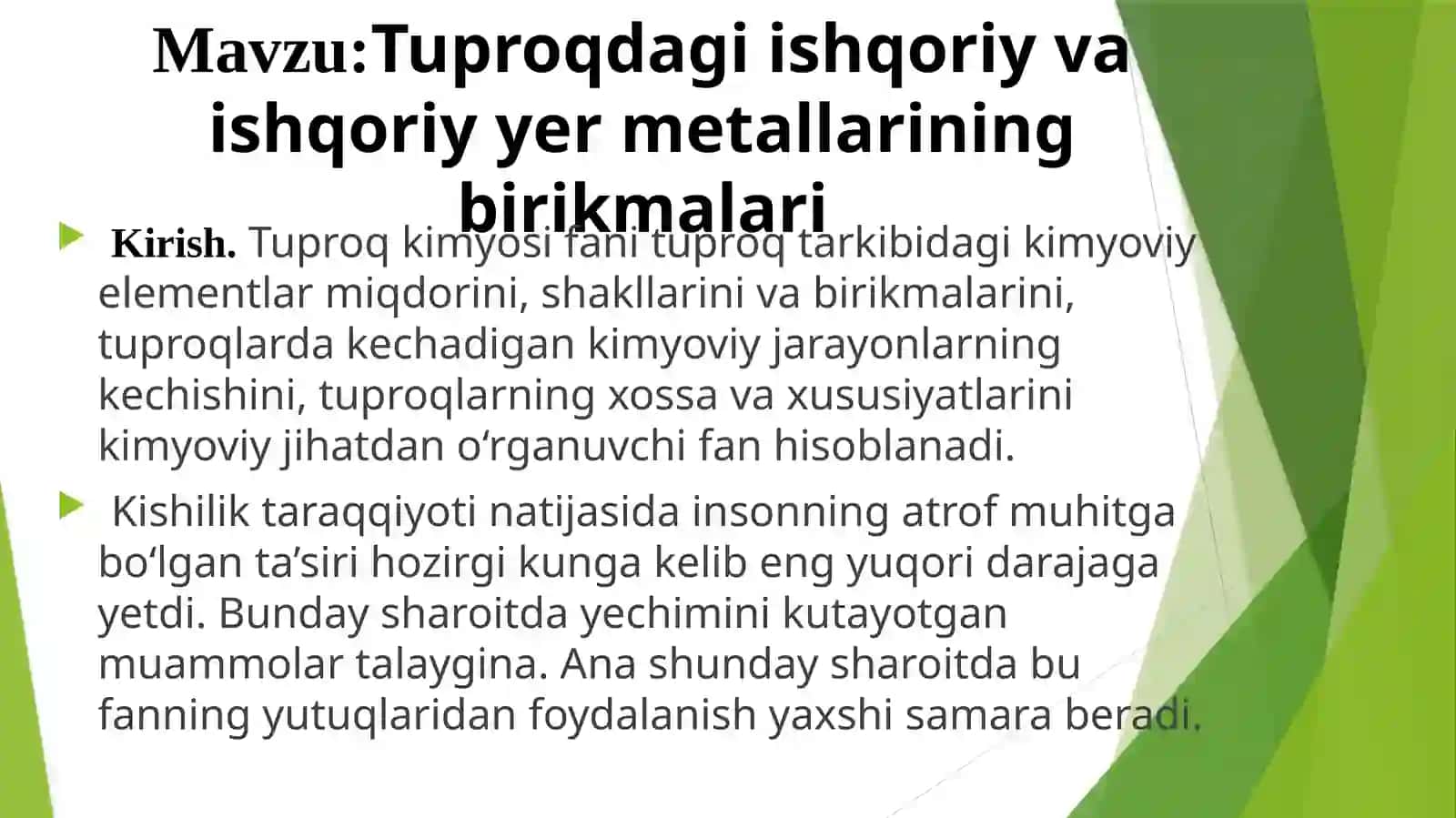 Tuproqdagi ishqoriy va ishqoriy yer metallarining birikmalari 2
