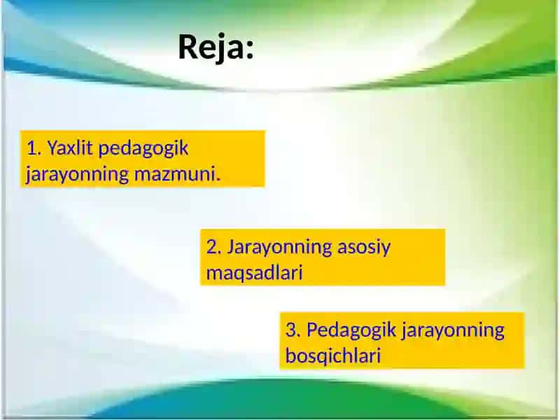 Pedagogika fanidan 15 betlik slayd -Yaxlit pedagogik jarayon va uning etaplari 2