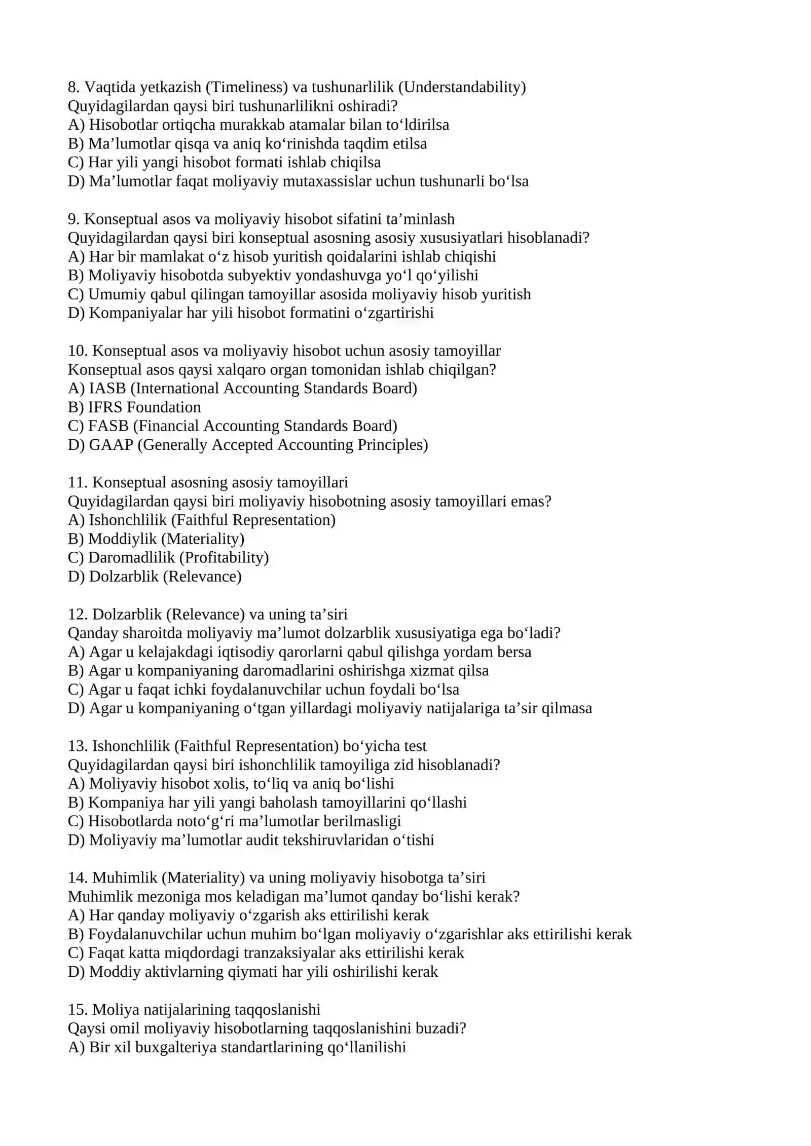 The need for a conceptual framework and the characteristics of useful information 2