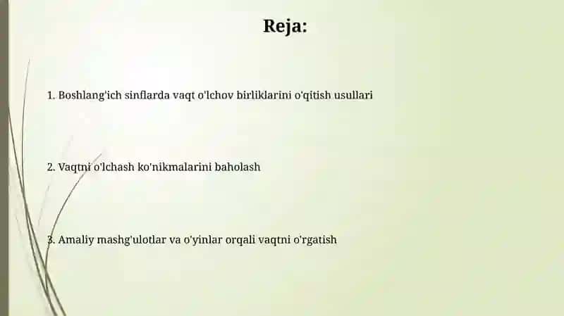 Boshlangʻich sinflarda vaqt oʻlchov birliklarini oʻrgatish metodikasi 2