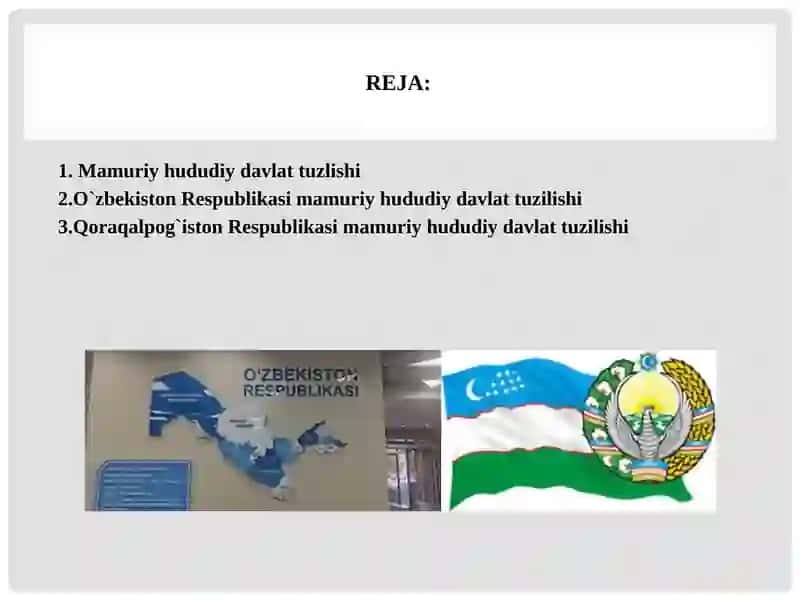 O`ZBEKISTON RESPUBLIKASI MAMURIY HUDUDIY DAVLAT TUZILISHI 2