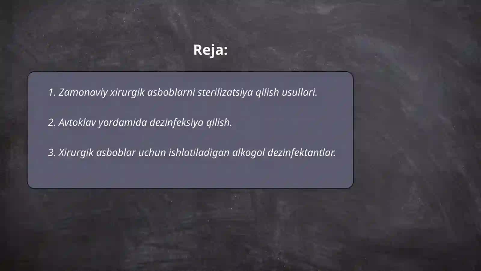 Zamonaviy xirurgik asboblar.Dezinfeksiya uchun qoʻllaniladigan asosiy kimyoviy vositalar 2