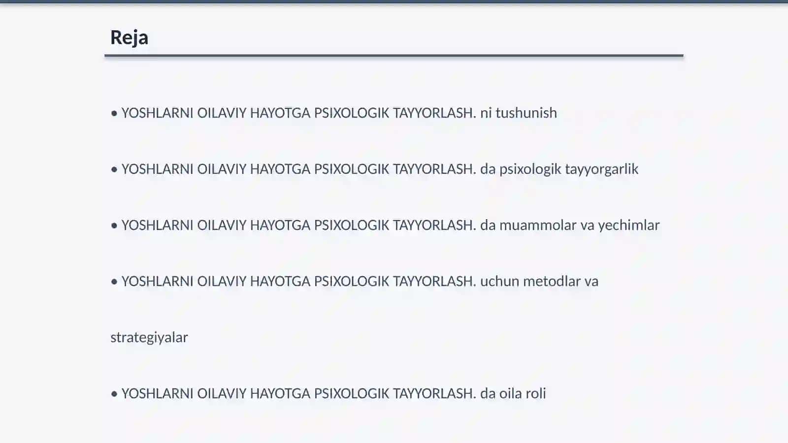 YOSHLARNI OILAVIY HAYOTGA PSIXOLOGIK TAYYORLASH 2
