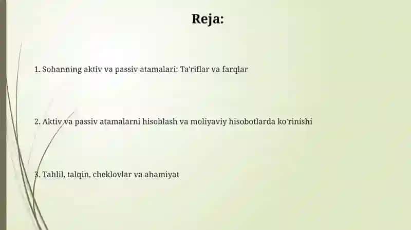Sohaning faol va nofaol terminlari 2