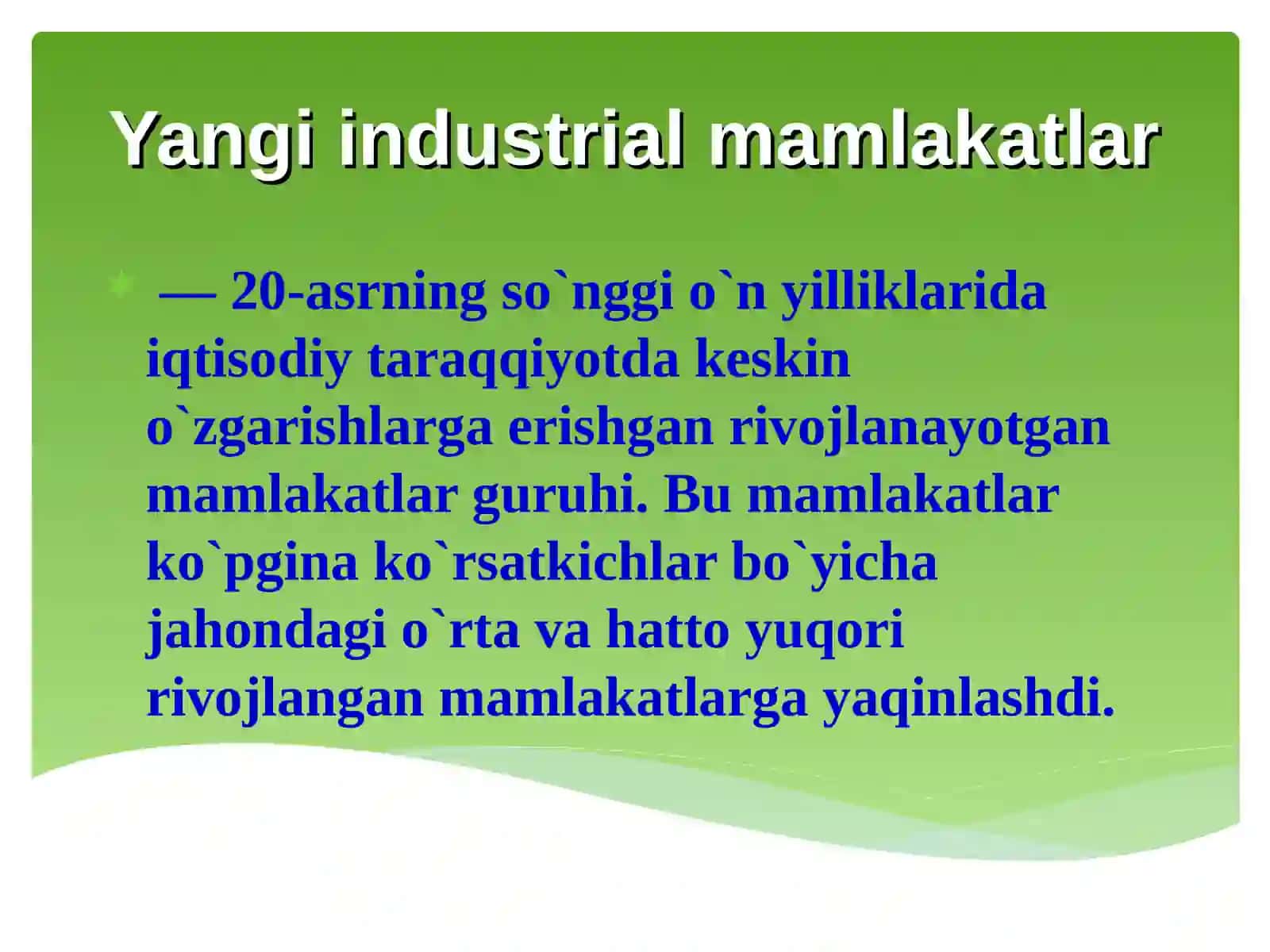 Yangi industrial mamlakatlar 2