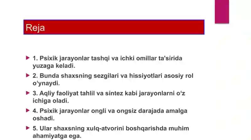 Psixik jarayonlarning vujudga kelishi 2