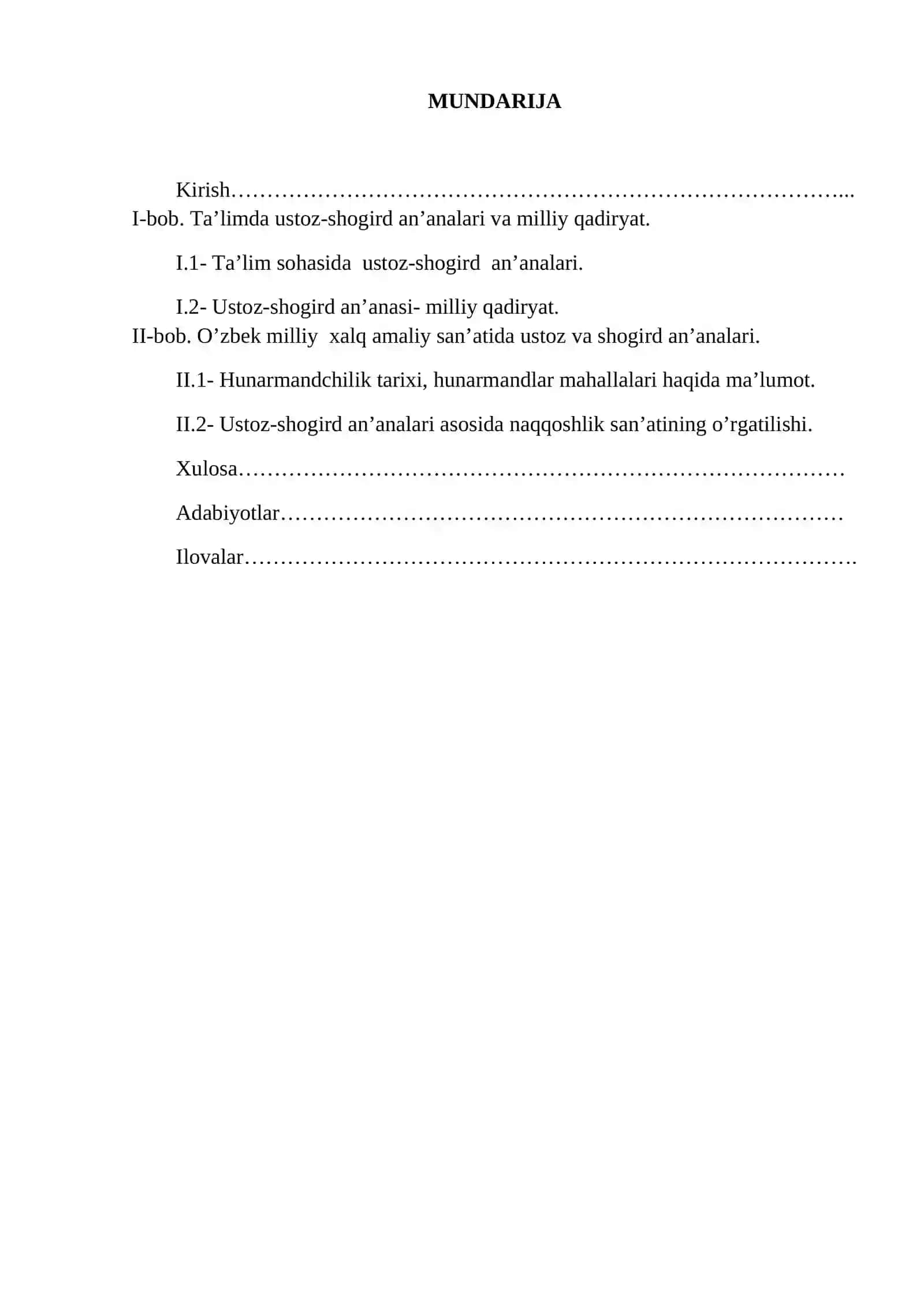 TASVIRIY SAN’AT O’QITISH METODIKASI FANIDAN KURS ISHI 2