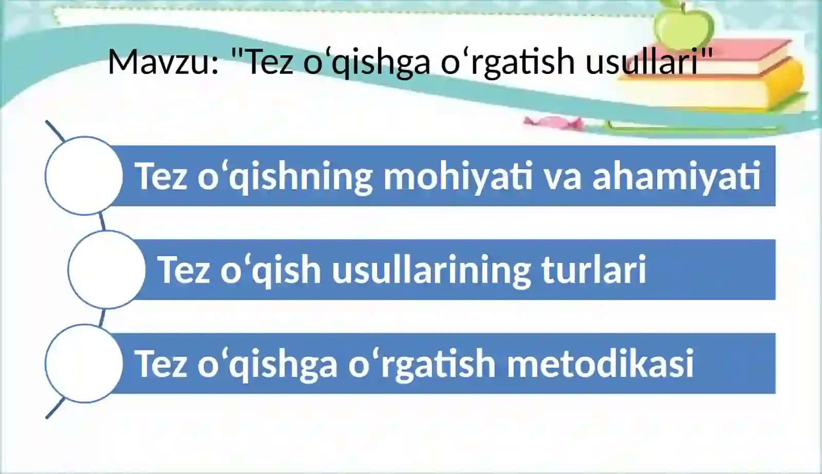 "Tez o‘qishga o‘rgatish usullari" 2