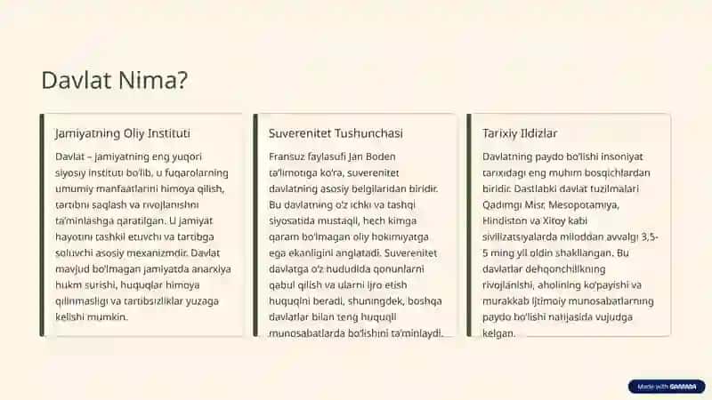 Davlat va davlat muassasalari. Jamiyatni boshqarish 2