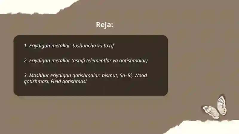 Eriydigan metallar 2