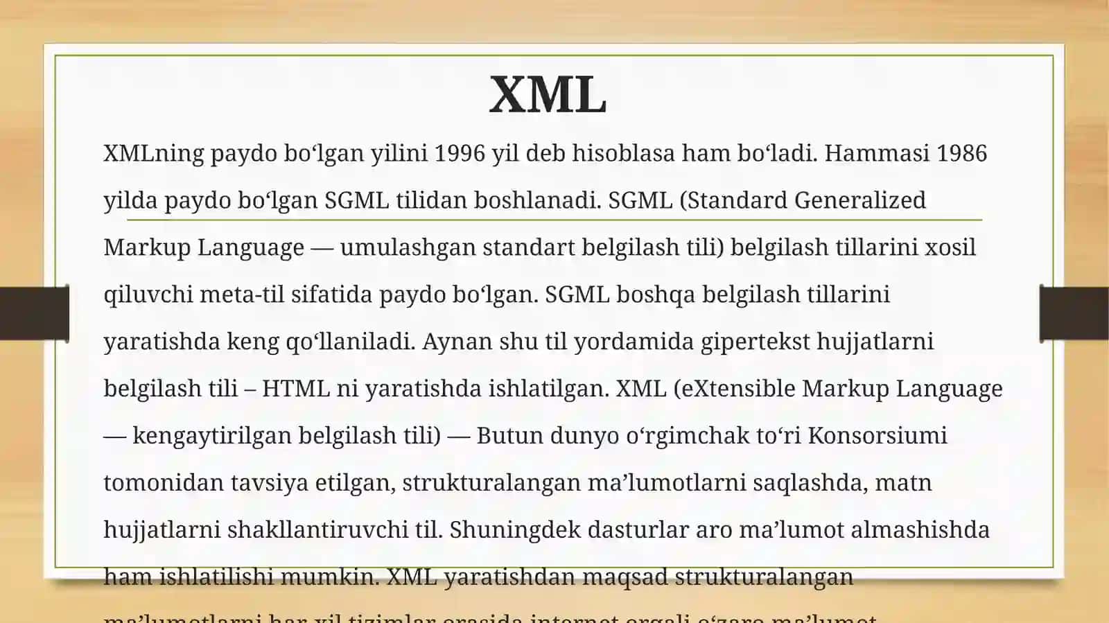 XMLdama’lumotlarbazasini tasvirlash 2