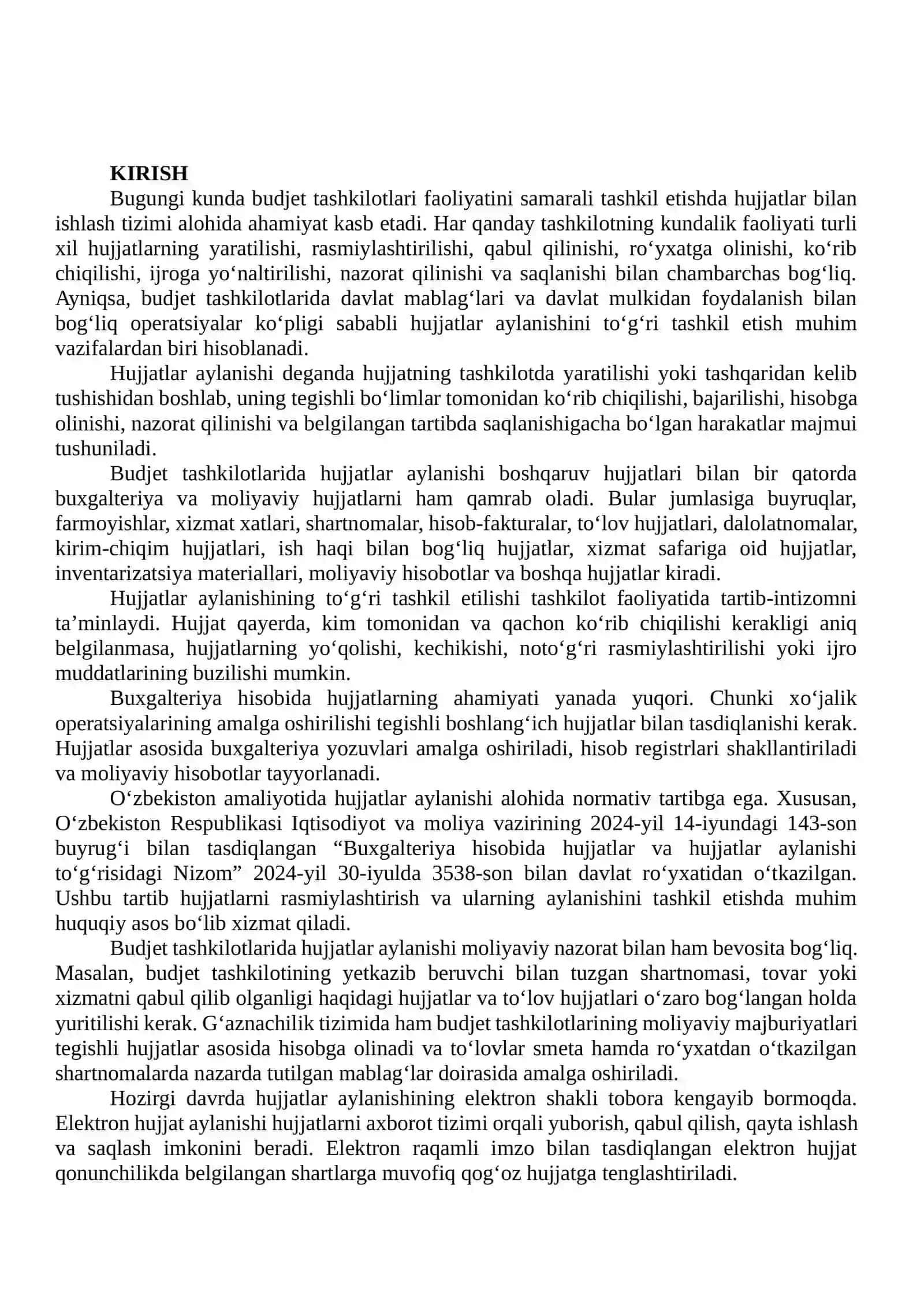 BUDJET TASHKILOTLARIDA HUJJATLAR AYLANISHINI TASHKIL ETISH VA UNING AHAMIYATI 2
