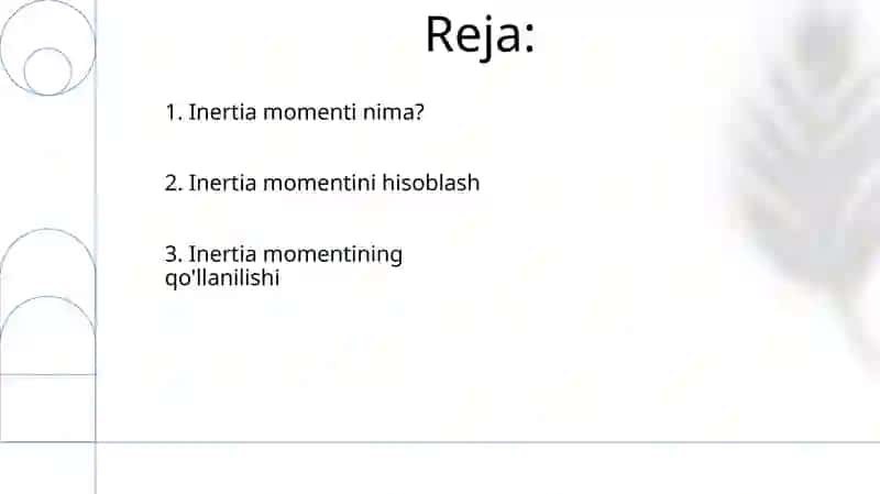 MEHANIKA TIZIMI DINAMIKASIGA KIRISH INERSIYASI MOMENTI 2