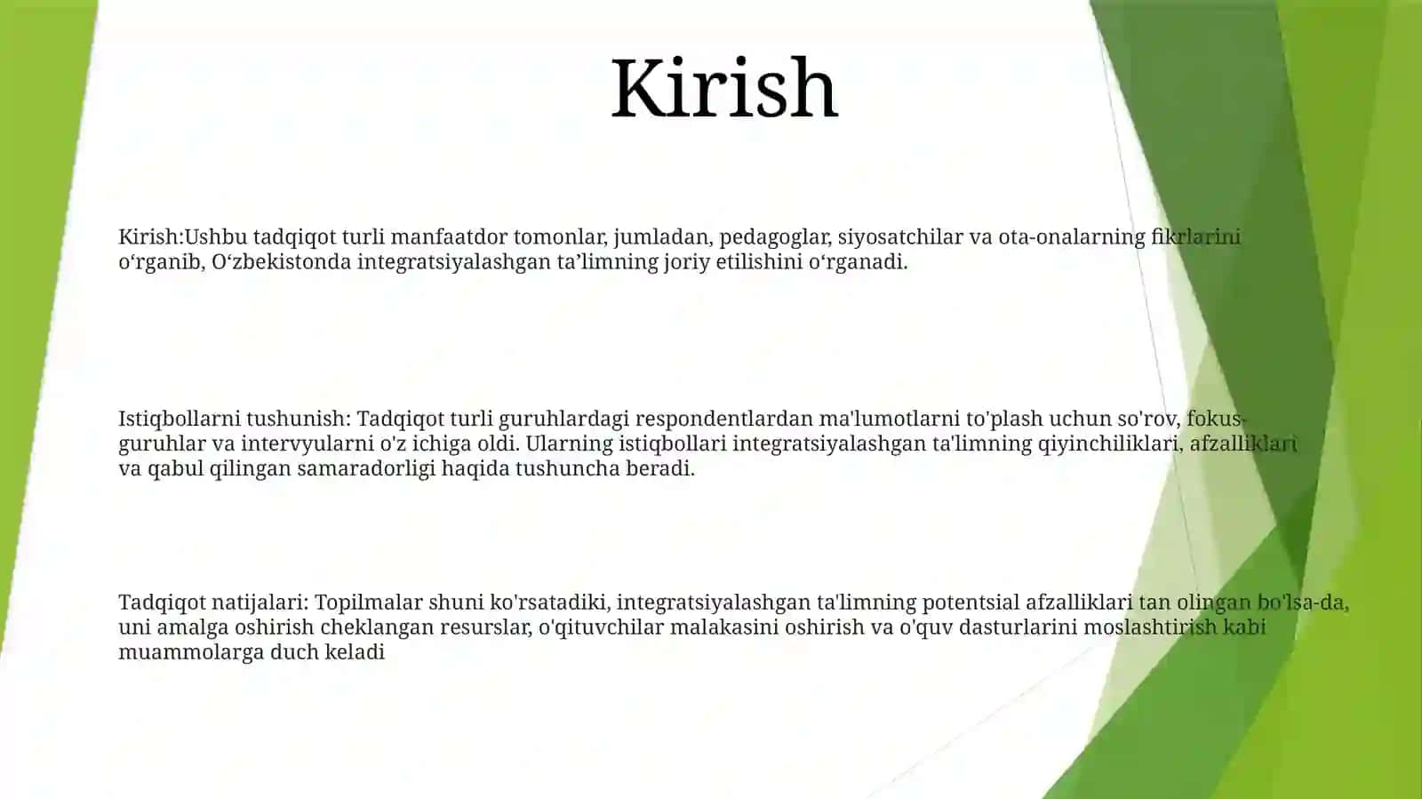 Integratsiyalashgan Ta'Limni Amaliyotga Tadbiq Etish Bo'Yicha Turli Guruhlarga Mansub Respondentlarning Fikrlarini Aniqlashga Qaratilgan Sotsiologik Tadqiqotlar 2
