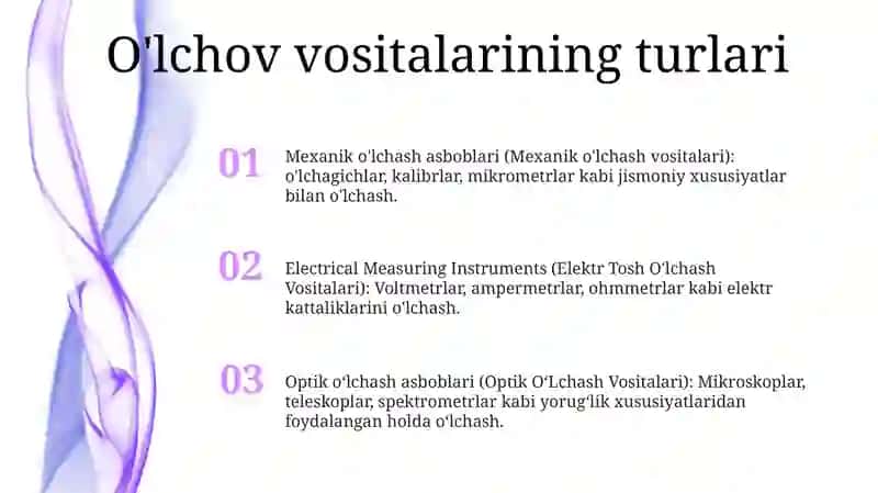 OʻLchash Vositalarinning Turlari 2