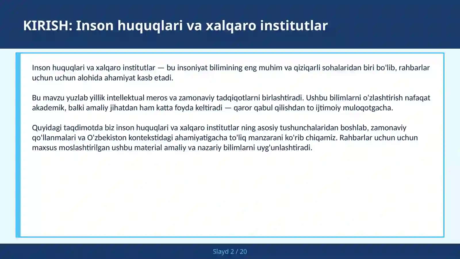 Inson huquqlari va xalqaro institutlar 2