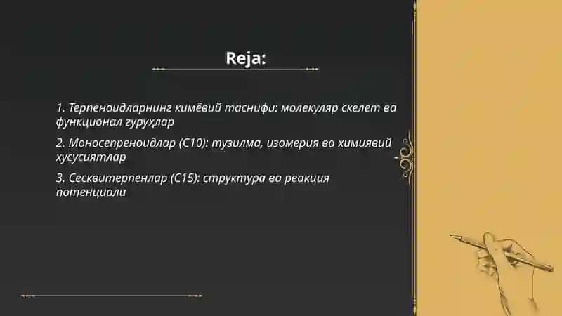 Терпеноидларнинг кимёвий таснифи 2