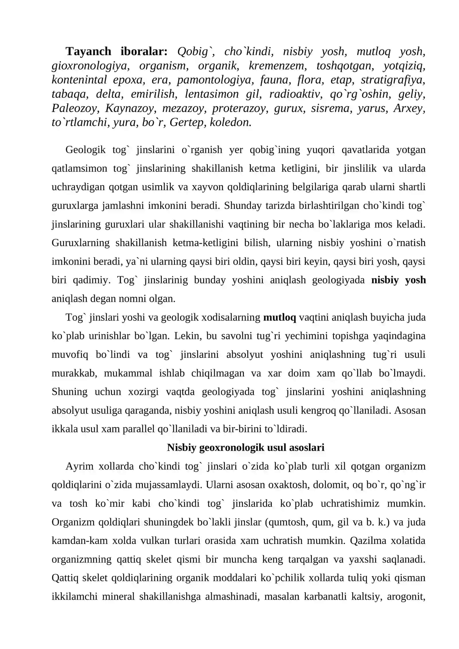 Geoxronologiya va geologik yosh haqida ma`lumot 2