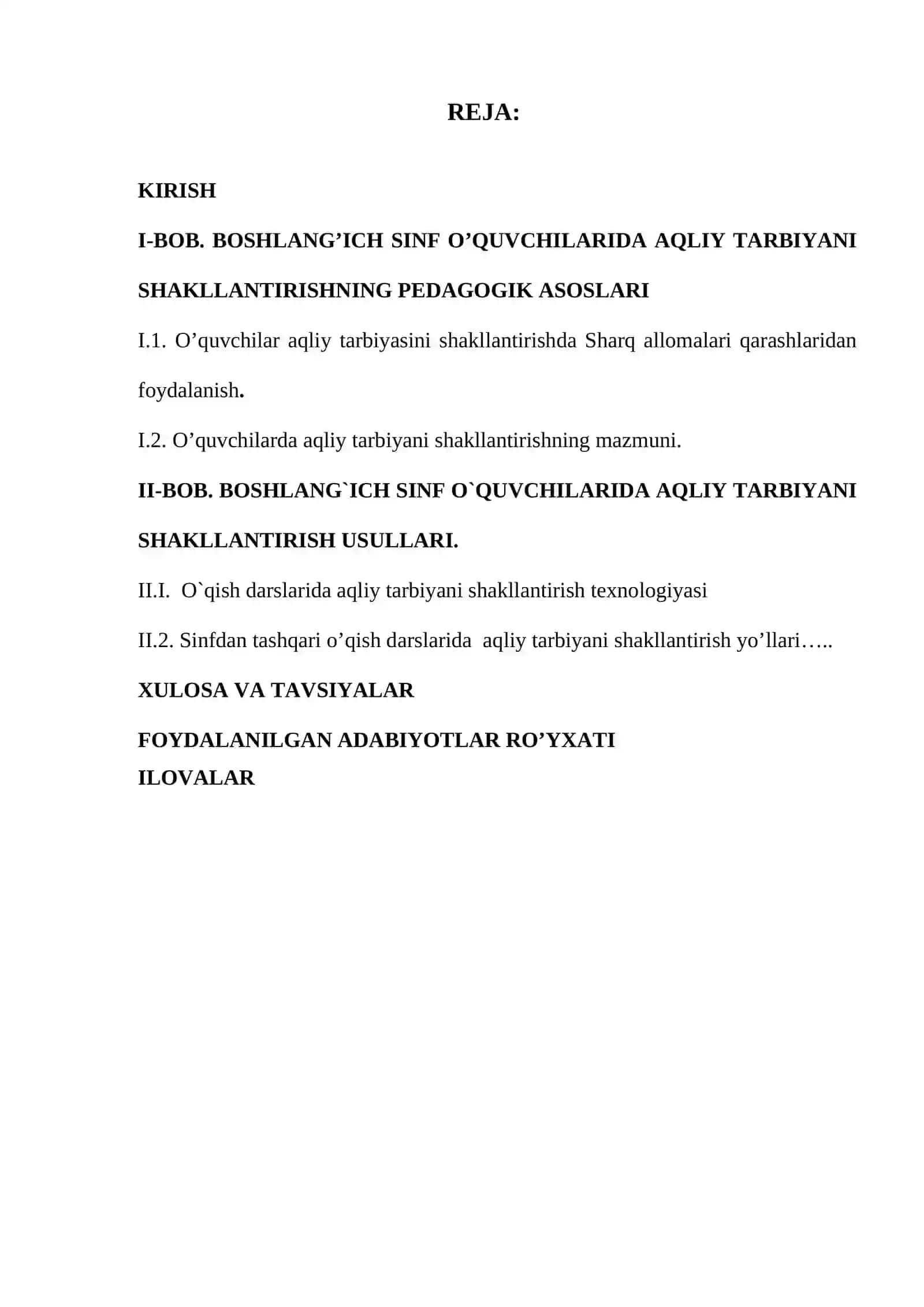 Boshlang’ich sinf o’quvchilarida aqliy tarbiyani shakllantirish yo’llari (o’qish darslari misolida) 2