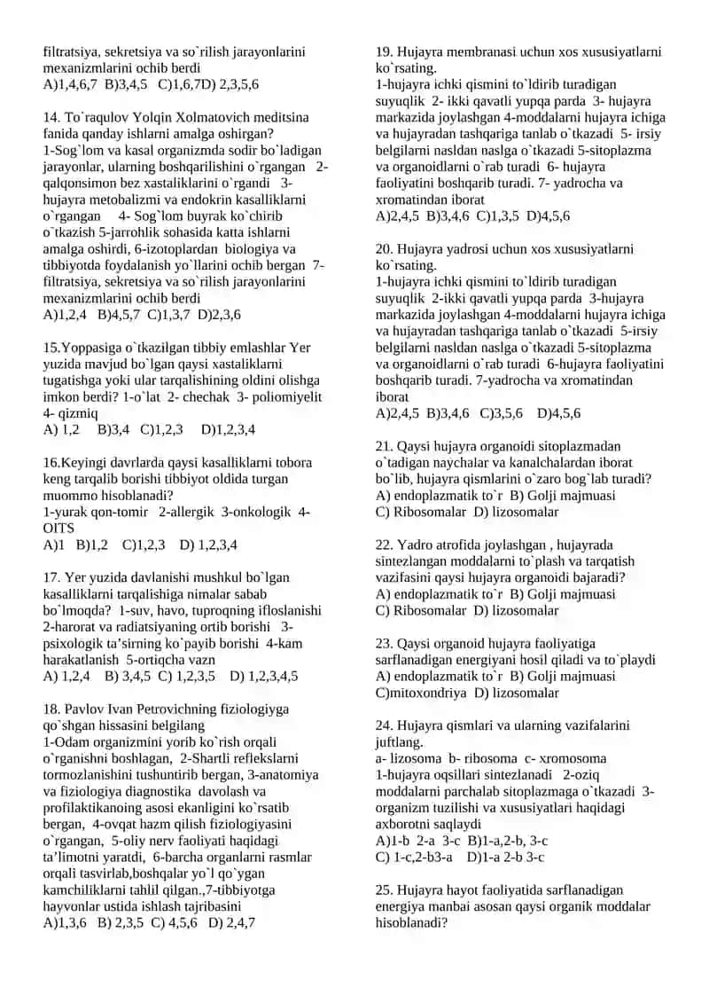 Tibbiyot faniga hissa qo`shgan olimlar ishlari 2
