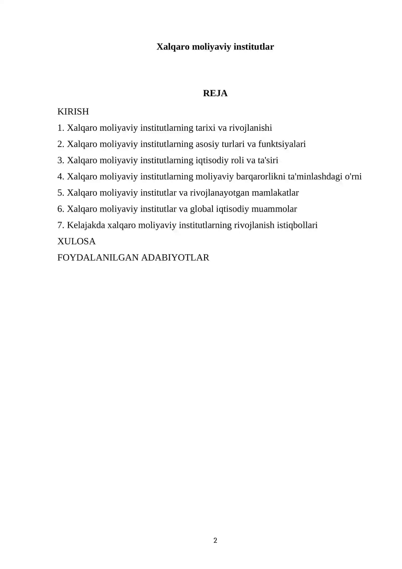 Xalqaro moliyaviy institutlar 2
