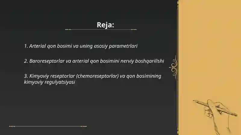 Arterial qon bosimi. Mikrosirkulyasiya tizimi. Qon tomitlar tonusini boshqarilishi. 2