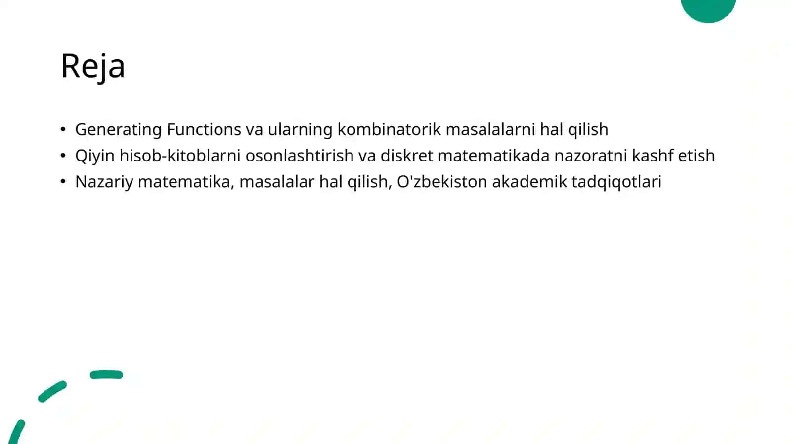 Hosil qiluvchi funksiyalar va ularning kombinatorika masalalarini yechishga tatbiqi 2