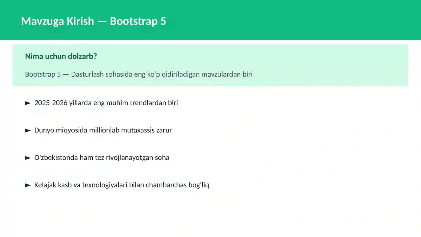 DASTURLASH | JAVASCRIPT VA WEB 2