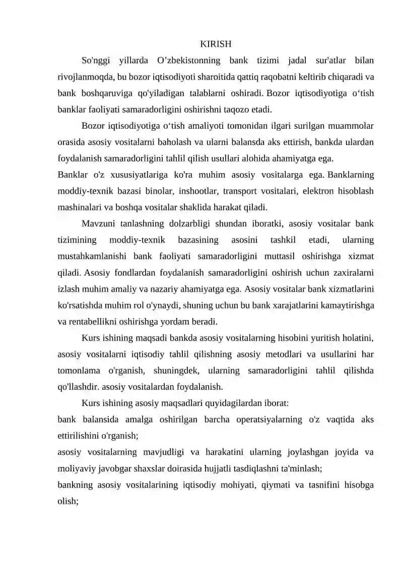 Tijorat banklarida asosiy vositalarni hisobga olish 2