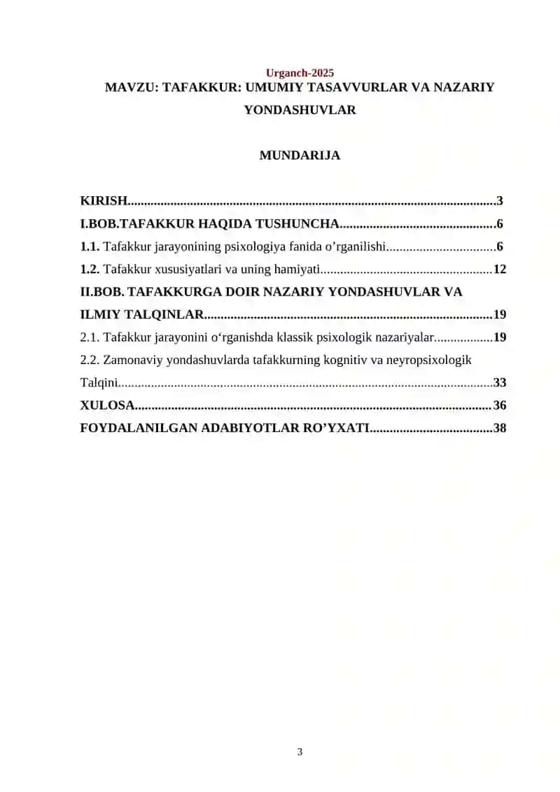 TAFAKKUR: UMUMIY TASAVVURLAR VA NAZARIY YONDASHUVLAR 2