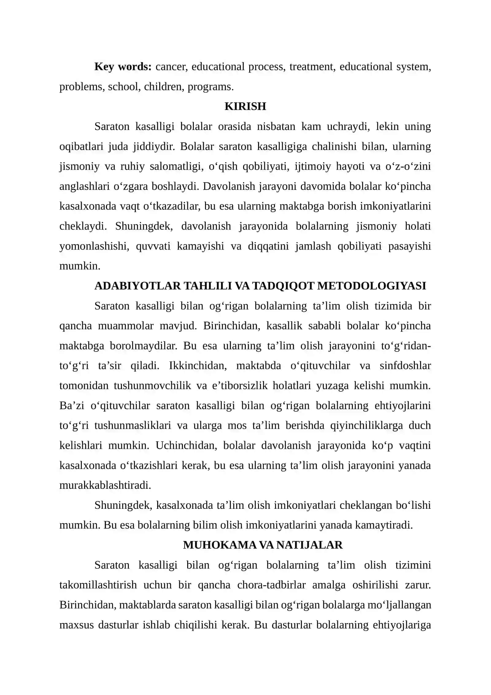 BOLALARDA SARATON KASALLIKLARINI KECHISHIDA PEDAGOGIK-PSIXOLOGIK YORDAM KO‘RSATISH 2