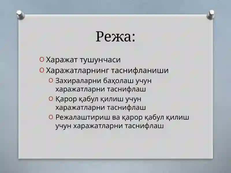 Харажатларнинг туркумланиши ва ҳисоби 2