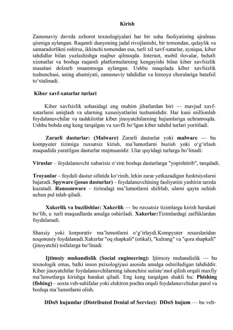 KIBER XAVFSIZLIK VA UNING TUSHUNCHALARI 2