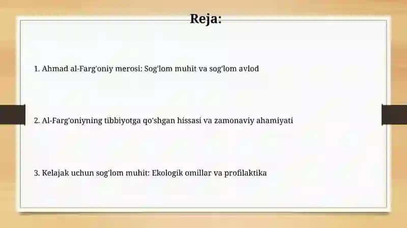 Ahmad al-Farg'oniy merosi: Sog'lom muhit va sog'lom avlod 2