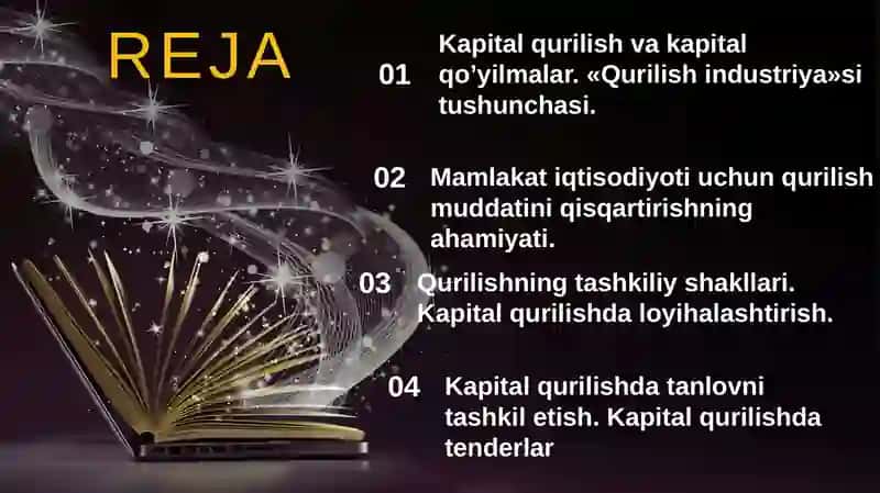 Investitsiya faoliyatida kapital qurilish 2