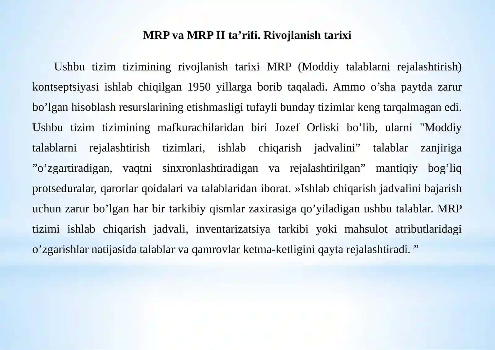 MRP va MRP II ta’rifi 2