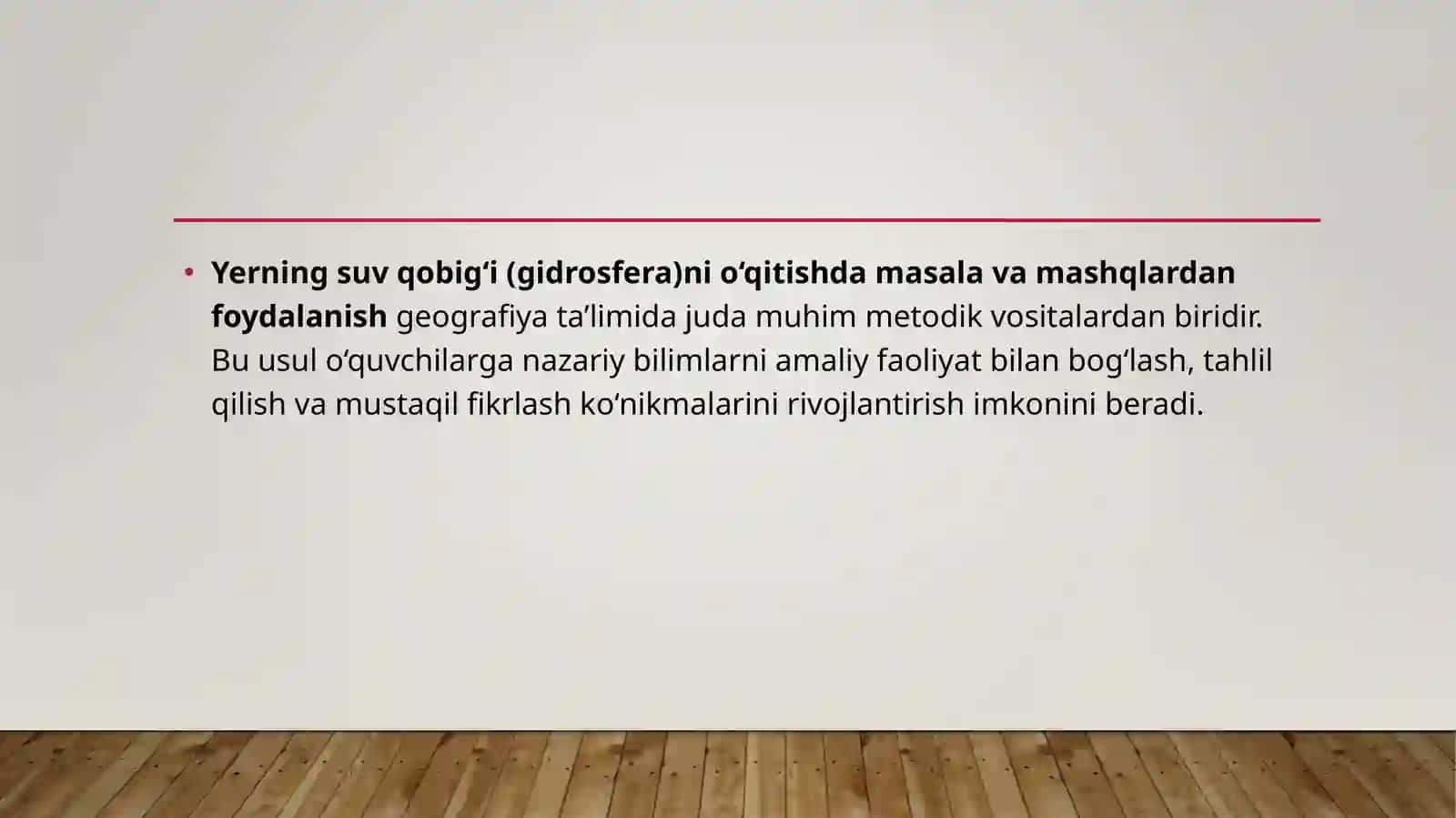YERNING SUV QOBIG'INI O'QITISHDA MASALA VA MASHQLARDAN FOYDALANISH USULI 2